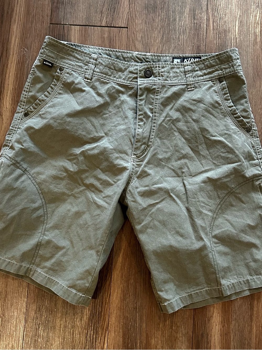 KUHL Ramblr Shorts Mens 35 Vintage Patina Dye Stretch Hiking Cargo Hiking